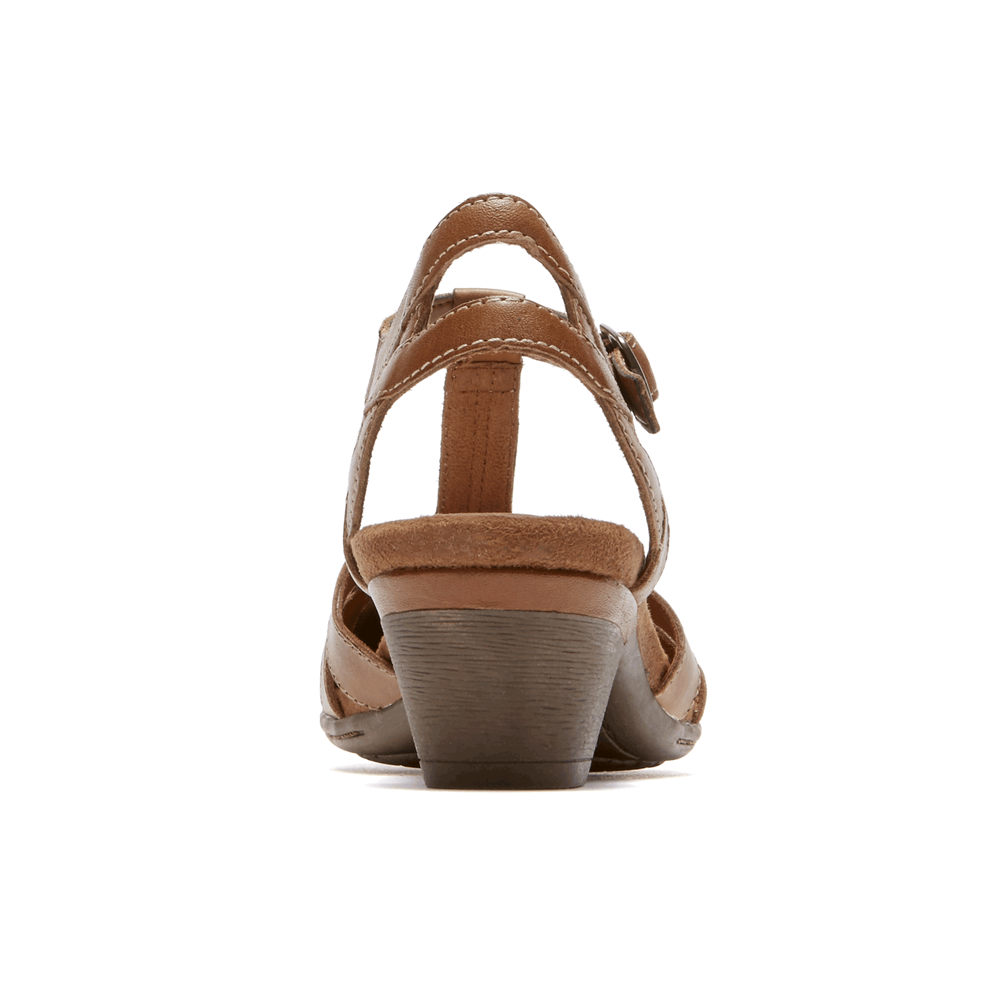 Rockport Singapore Womens Sandals - Cobb Hill Aubrey T-Strap Brown - YT0382971